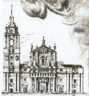  Dibujo de Fournier en el que se muestra terminada la torre de la izquierda (la Buena Moza) y sin comenzar la de la derecha - Autor: FOURNIER